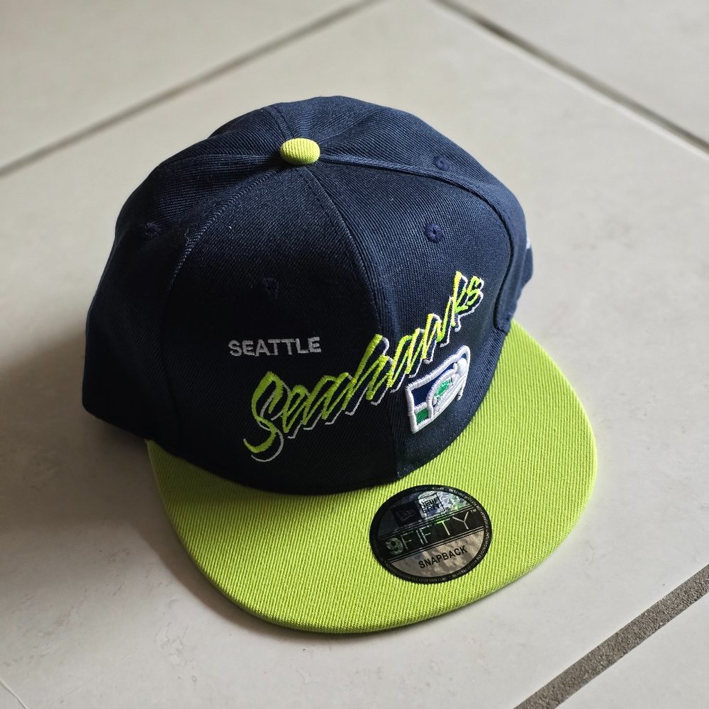 New Era Seattle Seahawks 9Fifty Adjustable Hat - Navy/Neon Green